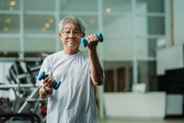 an old man doing exercises